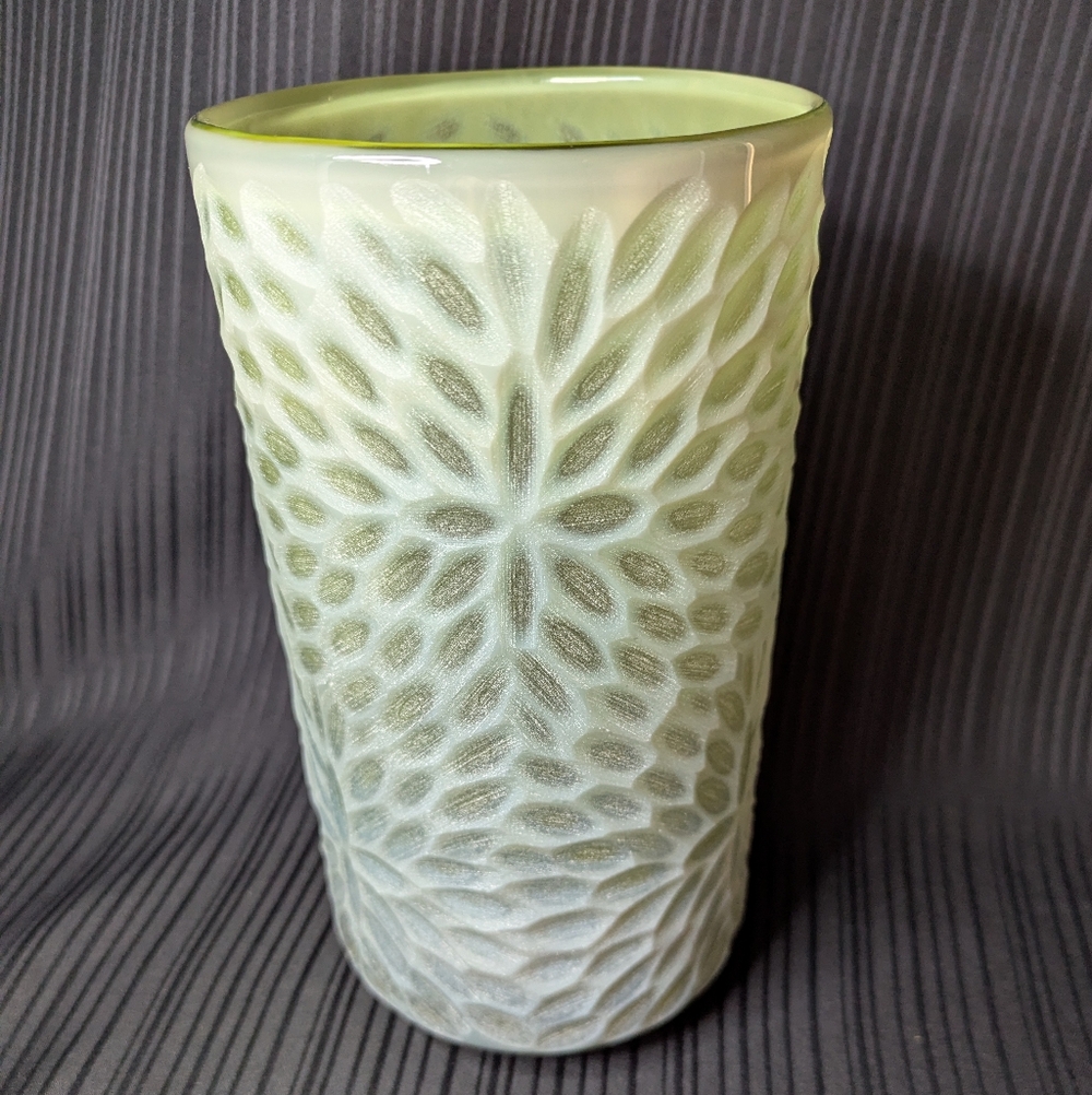 Czech Bohemian Sage Green Art Glass Vase